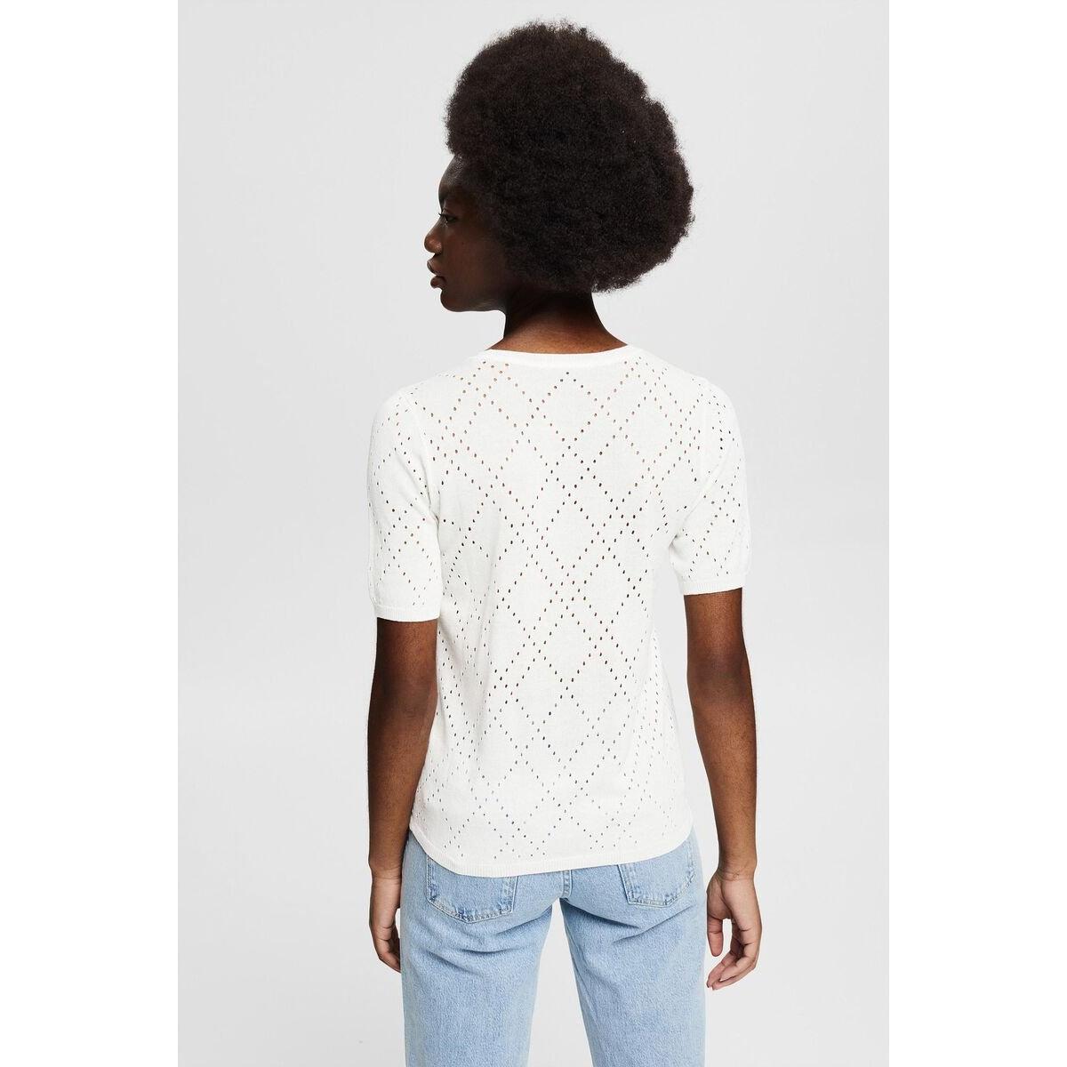 Esprit - Linen Blend Knitted Top in Off White-SQ6602491