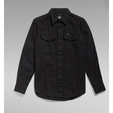 G Star - Marine Slim Shirt on Dark Black Garment Dyed-SQ1684561