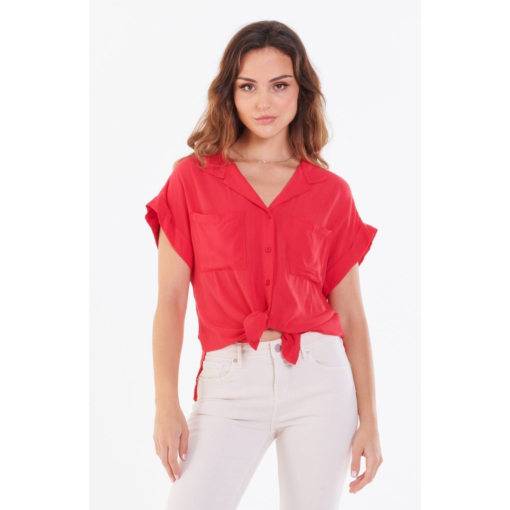 Dear John - Cali Tie Front Blouse in Hibiscus-SQ4367913
