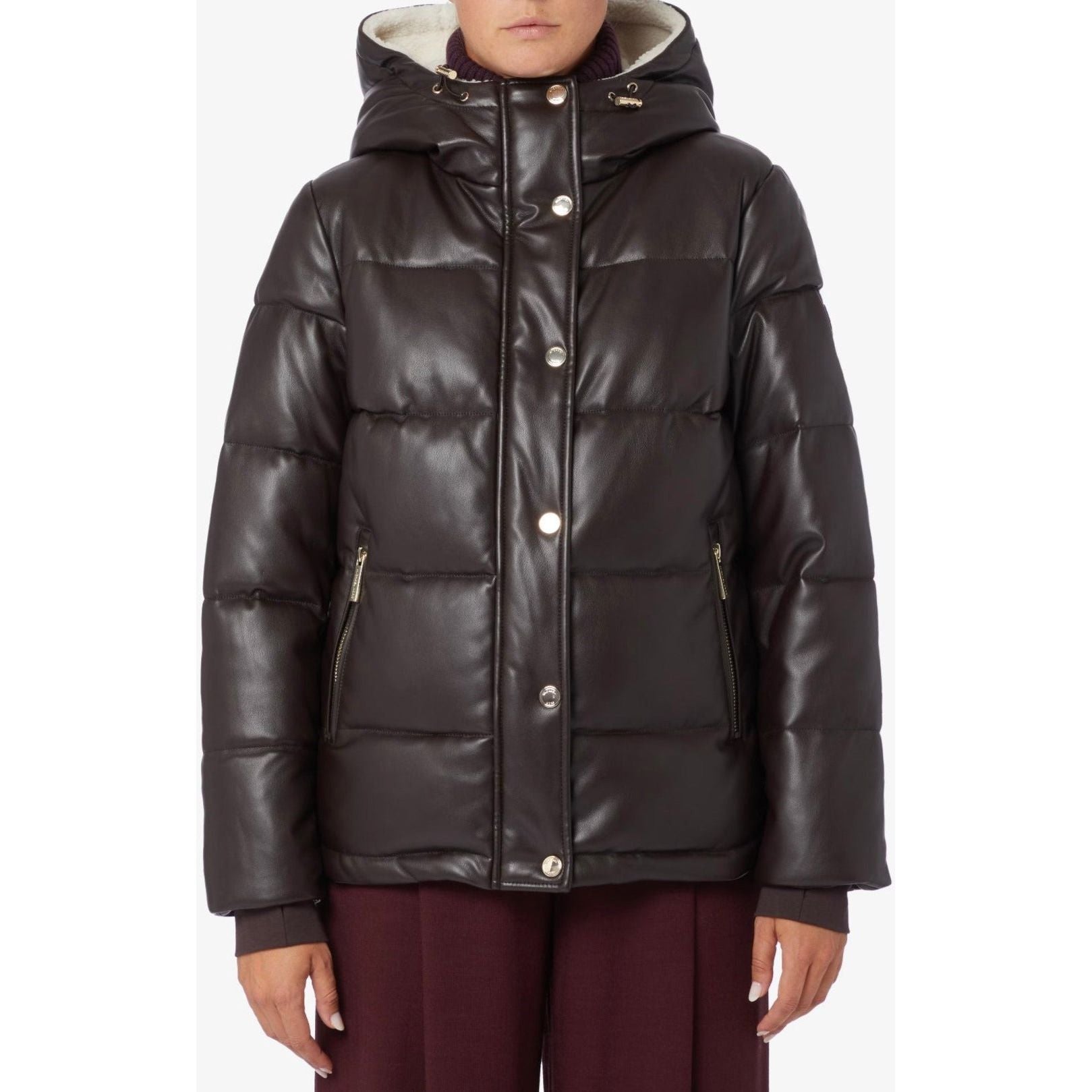 Micheal Kors - Faux Leather Puffer in Dark Brown-SQ4316979