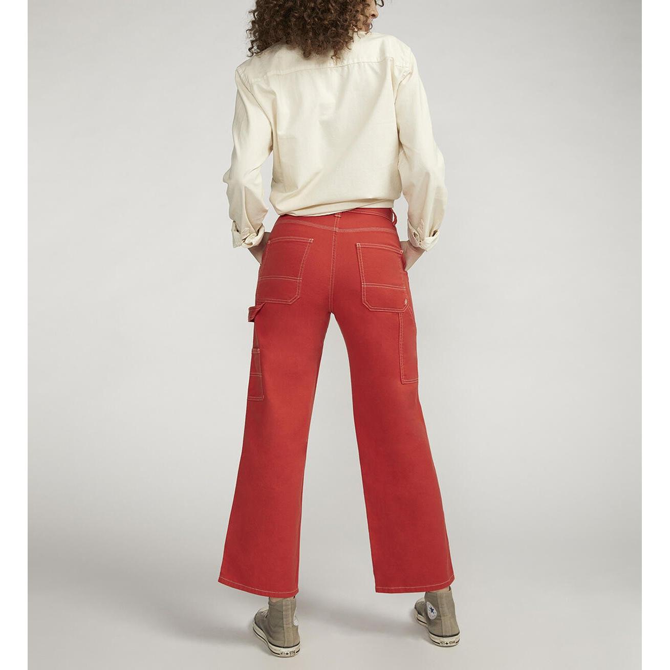 Silver - Relaxed Fit Straight Leg Carpenter Pant in Red-SQ2903513