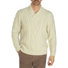 Guess - Kyle Cable Shawl Pullover in Ecru Pearl-SQ6303225