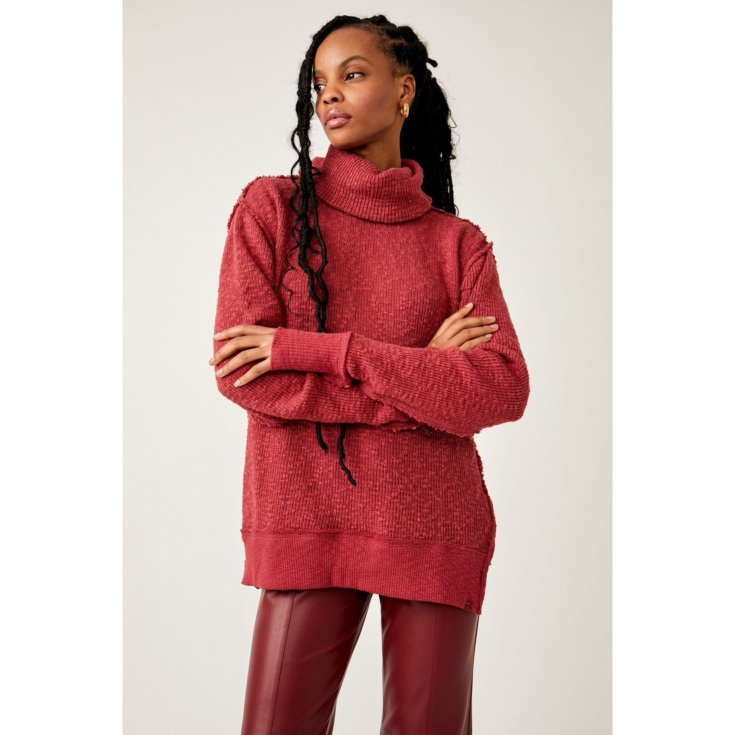 Free People - Tommy Turtleneck in Blended Berry-SQ4816755