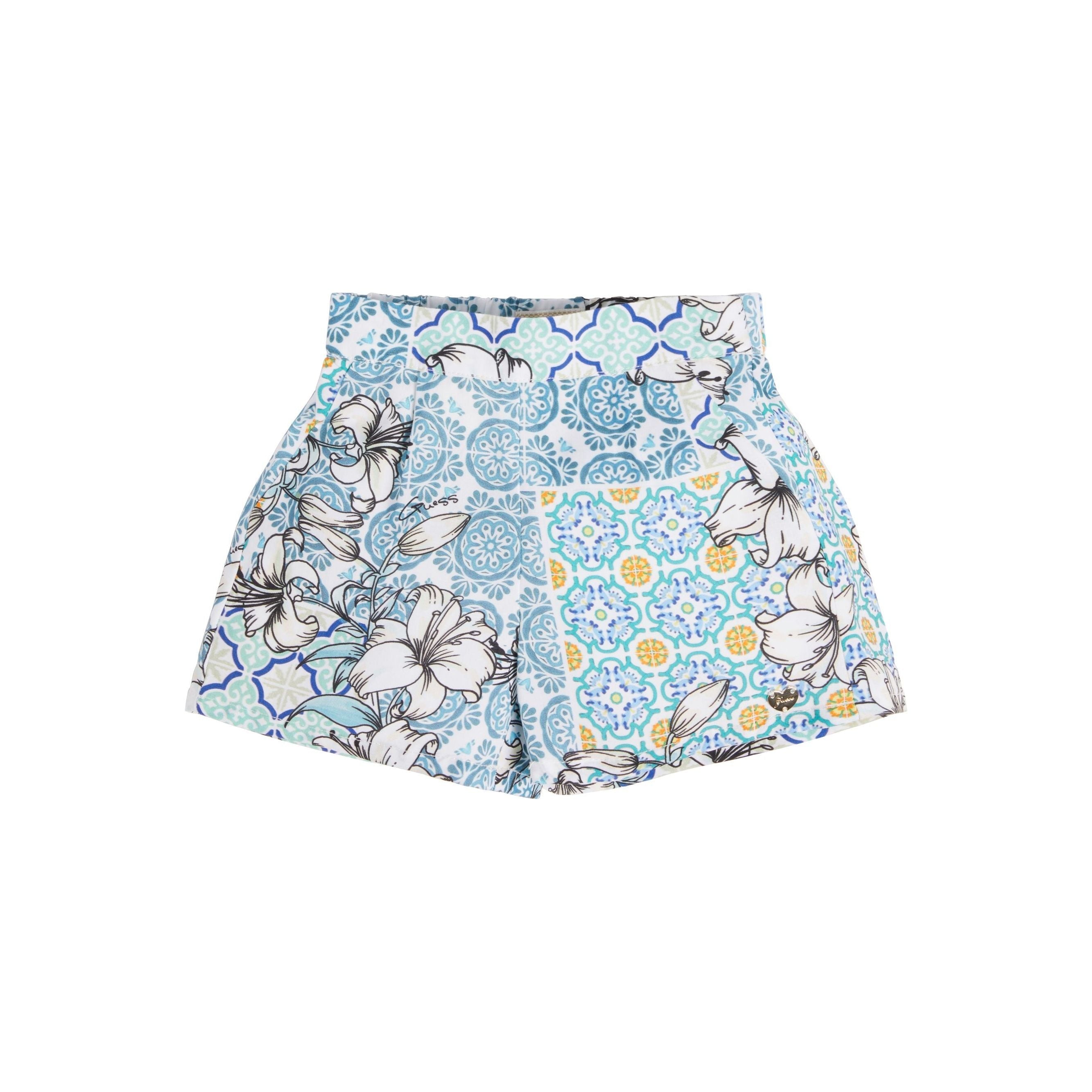 Guess - Toddle Girls Printed Shorts in Blue Tiles-SQ2462206